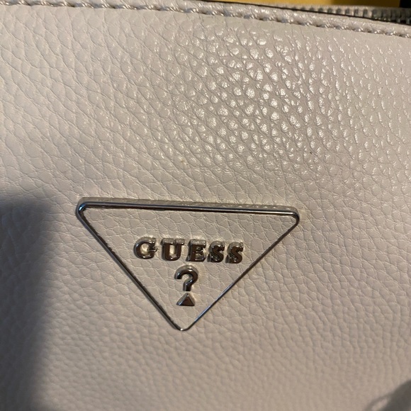 Guess Ivory Pebbled Satchel with Logo Charm - Picture 3 of 8